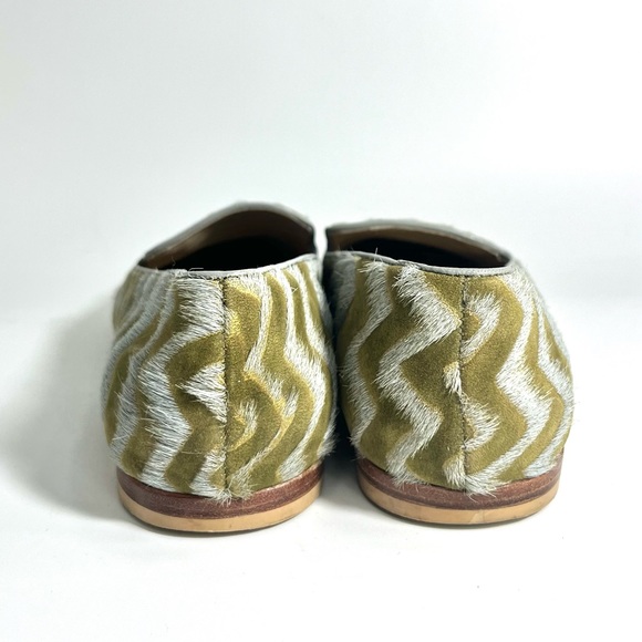 Matt Bernson Gitane Womens Comfy Slip on Loafer Calf Hair Green Chevron 8.5 - Picture 4 of 8